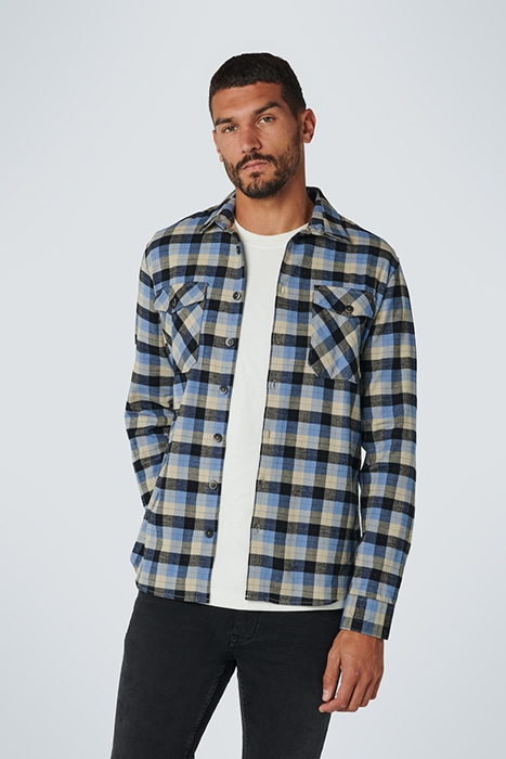 SHIRT STRETCH CHECK RESPONSIBLE CHOICE COTTON DUSTY BLUE 2