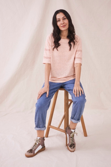ROBIN LINEN JERSEY TOP PINK 3