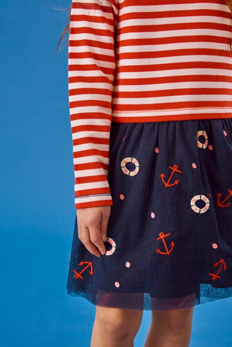 TIDALINE STRIPE DRESS RED MLT 2