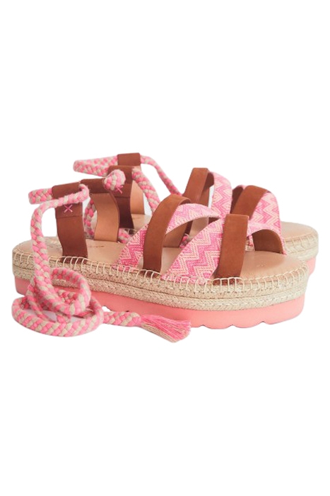 GHILLIE TIE JUTE FLATFORM PINK MULTI 2