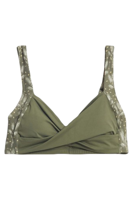 PATCHWORK PANEL BIKINI TOP GREEN MLT 1