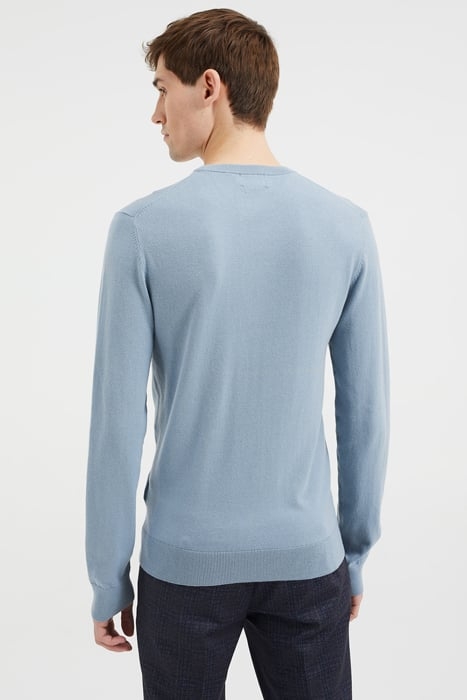 HEREN FIJNGEBREIDE TRUI VAN KATOENMIX ICE BLUE 3