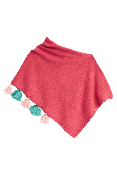 KIDS TASSEL PONCHO MID CORAL 1