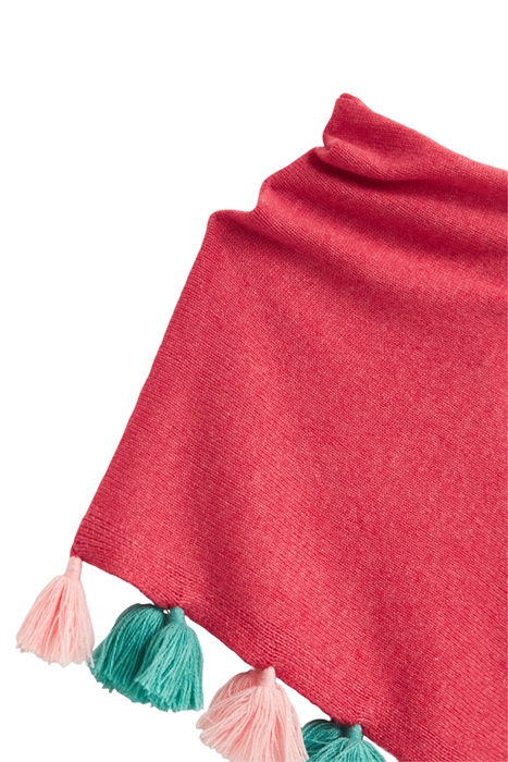 KIDS TASSEL PONCHO MID CORAL 3