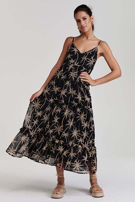 LADIES SICILY DRESS VACATION PALM BLACK 2