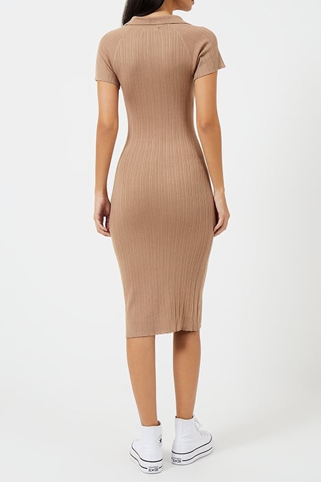 COLLAR RIB DRESS MID CAMEL 4