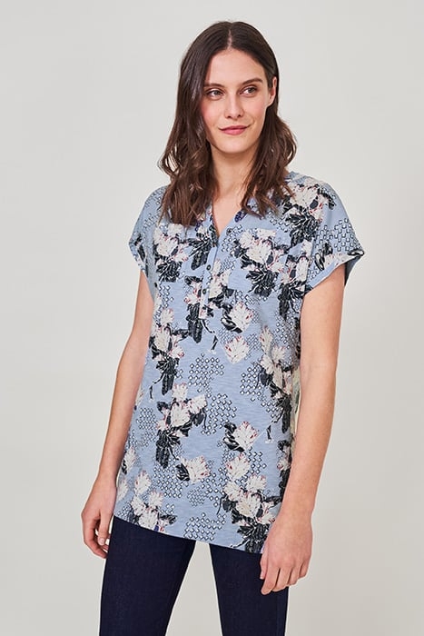 SUMMER JERSEY WOVEN MIX TUNIC BLUE MLT 2