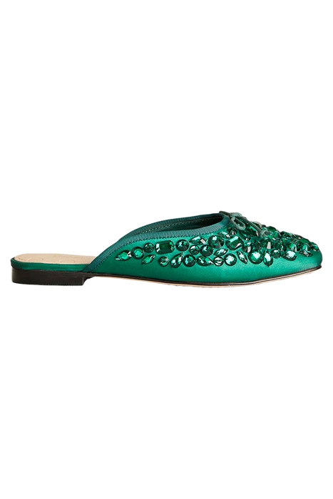 JEWELLED FLAT MULES GRN 1