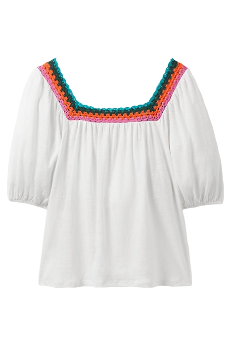 CROCHET TRIM PUFF SLEEVE TOP WHT 4