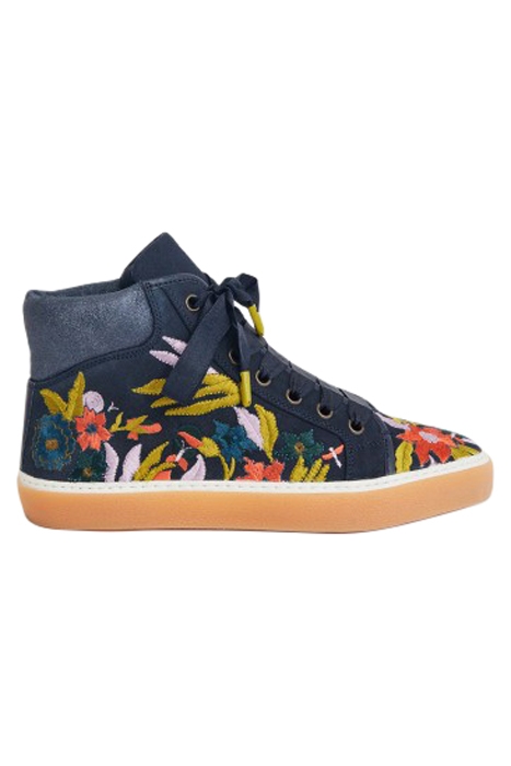 EMBROIDERED HIGH TOP TRAINER NAVY 1