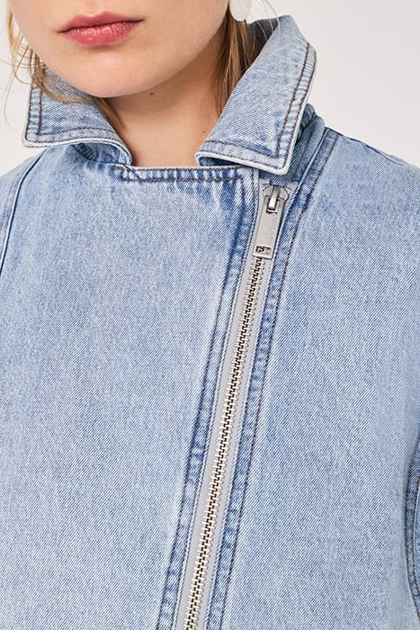 ACID WASHED DENIM JACKET WITH DETACHABLE HOOD BLUE 3