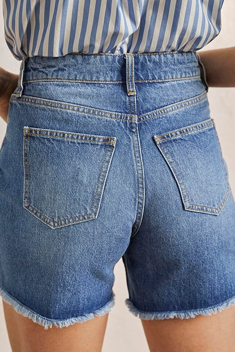 BUTTON FLY DENIM SHORTS BLU 3