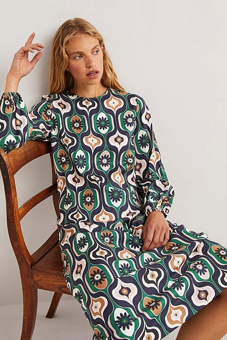 LONG SLEEVE COLUMN MIDI DRESS NAV 3