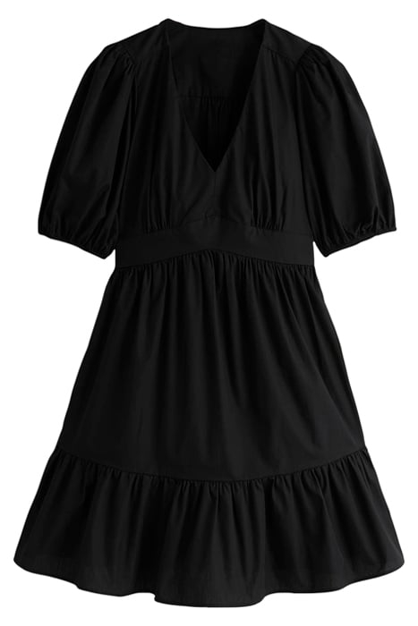 PUFF SLEEVE TIERED DRESS BLK 6