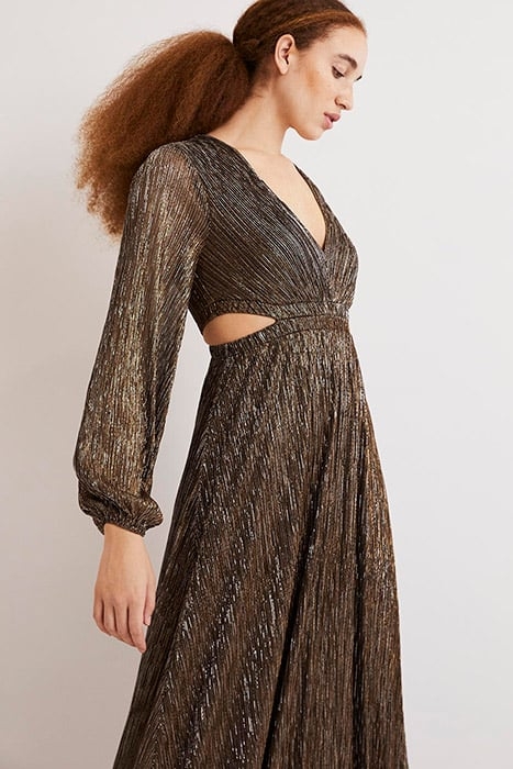 METALLIC CUT-OUT MAXI DRESS GLD 3