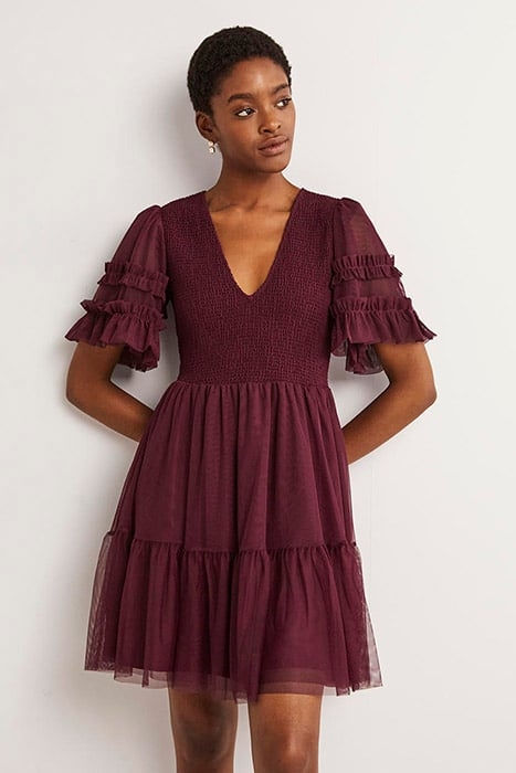 TULLE SMOCKED MINI PARTY DRESS DPR 1