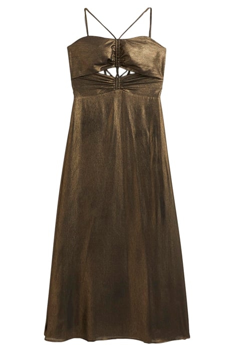 METALLIC HALTERNECK MIDI DRESS GLD 6