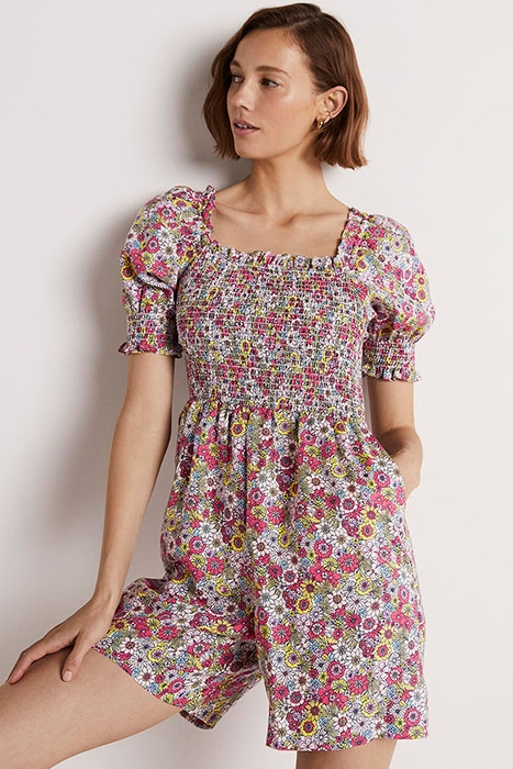 SMOCKED BODICE PLAYSUIT MLT 1