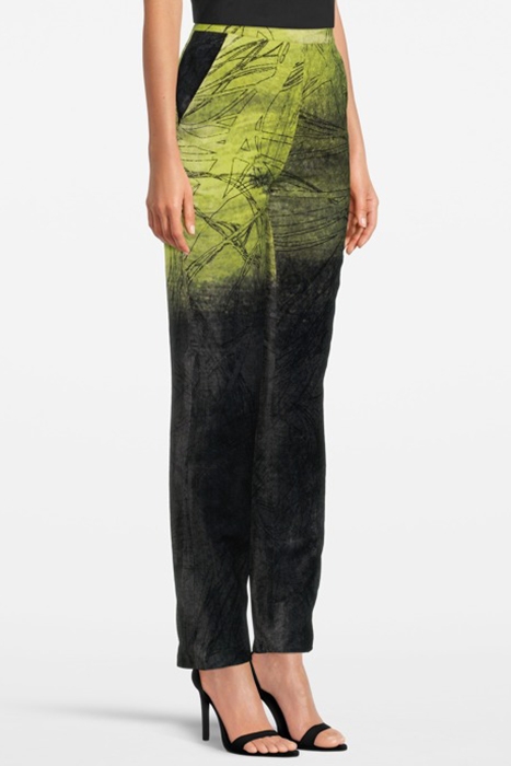 VELVET ABSTRACT SUIT PANTS GREEN 3