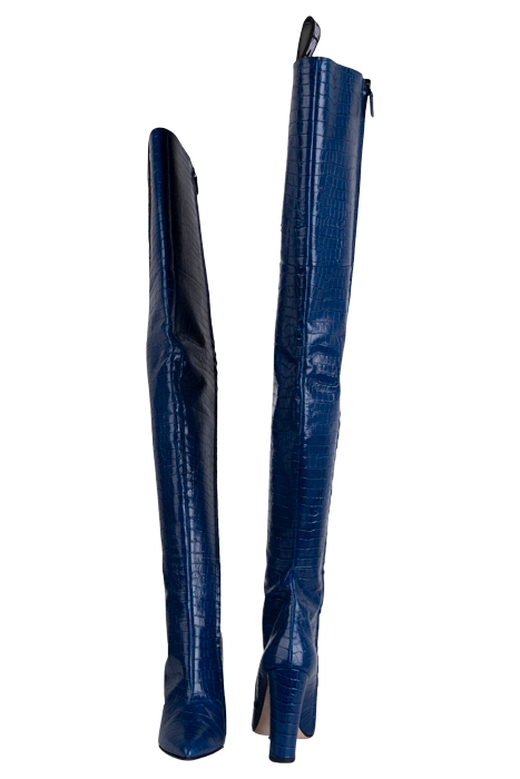 CROC EMBOSSED OVER-KNEE-BOOTS BLUE 5