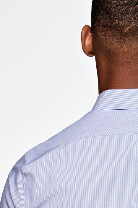 Mid Blue Striped Poplin Slim Fit Shirt 5