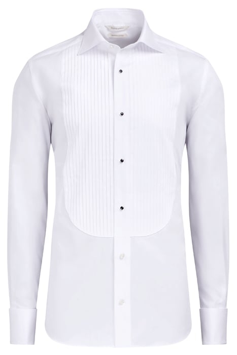 WHITE PLEATED SLIM FIT TUXEDO SHIRT 2