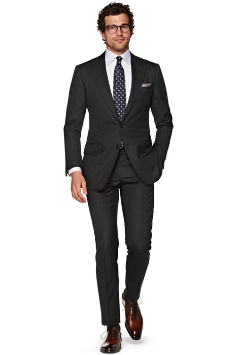 Dark Grey Herringbone Washington Suit 1