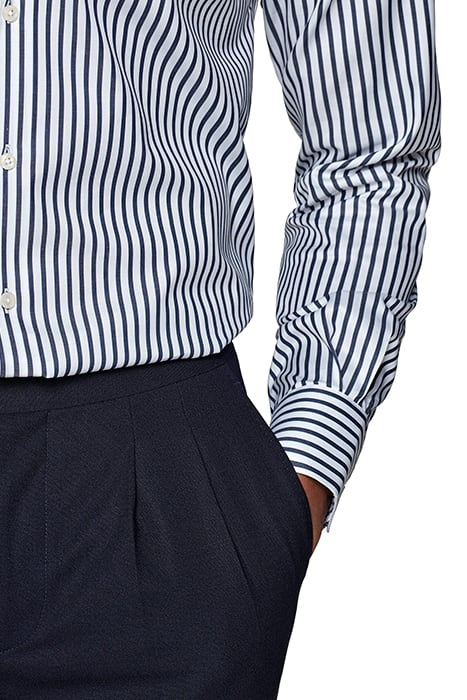 Navy Striped Slim Fit Shirt 7