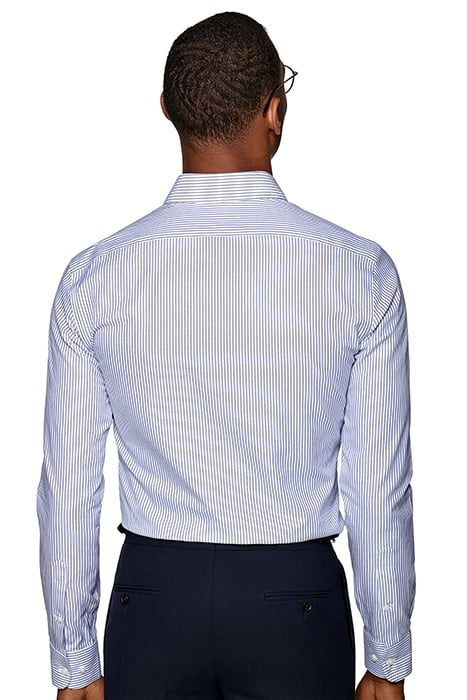 NAVY STRIPED OXFORD SLIM FIT SHIRT 3