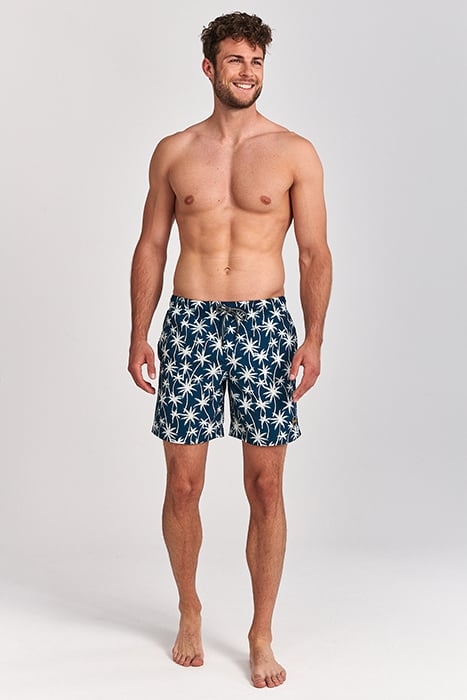 MEN SWIM SHORT VACATION PALMTREES MICRO PEACH BLUE POND 4