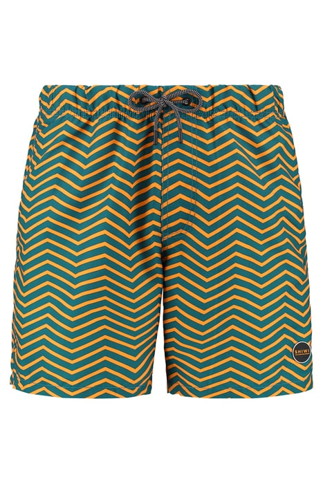 MEN SWIMSHORT ZIGZAG HORIZONTAL MICRO PEACH DEEP LAGOON BLUE 1