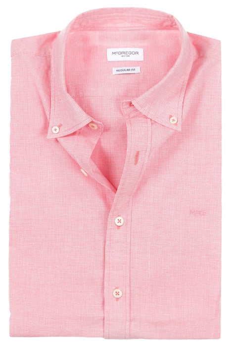 COTTON/ LINEN MINI HOUNDSTOOTH SHIRT S/S RF CORAL RED 3