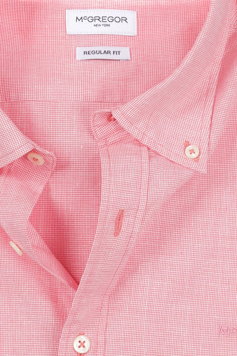 COTTON/ LINEN MINI HOUNDSTOOTH SHIRT S/S RF CORAL RED 4