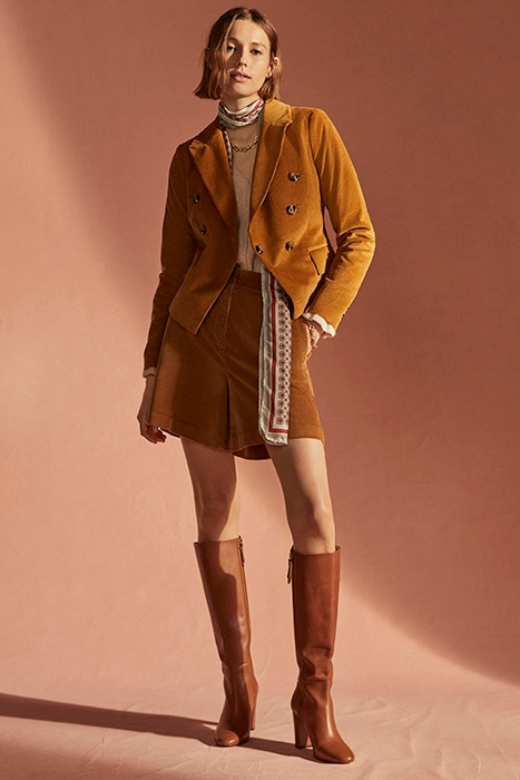 DOUBLE BREASTED CORD BLAZER BRN 5