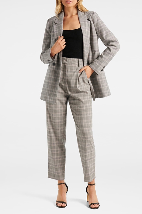 MONIQUE TAPERED CHECK PANTS BROWN CHECK SUIT 3