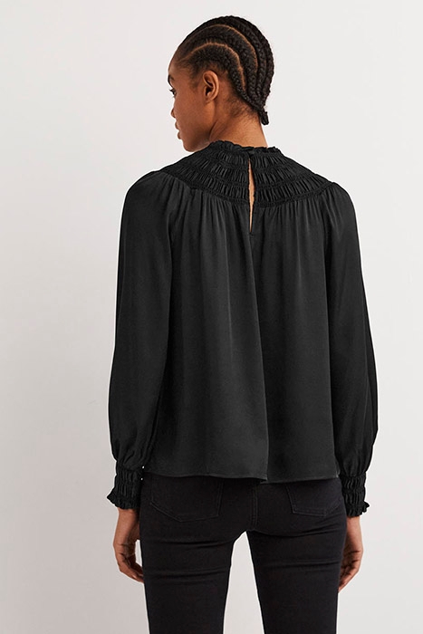 SMOCKED YOKE DETAIL TOP BLK 2