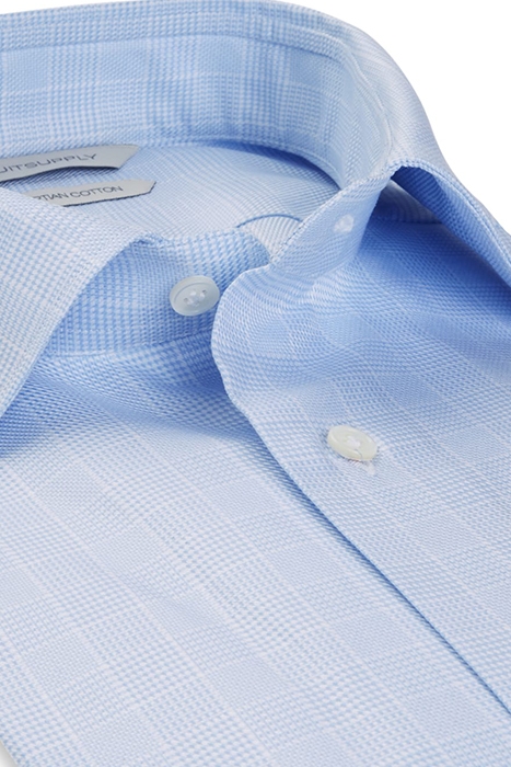 Light Blue Checked Slim Fit Shirt 2