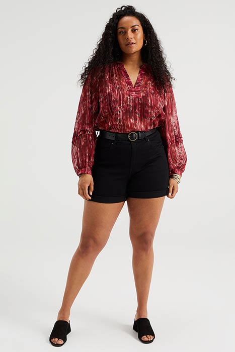 LADIES HIGH RISE DENIM SHORT WITH STRETCH - CURVE BLACK 4