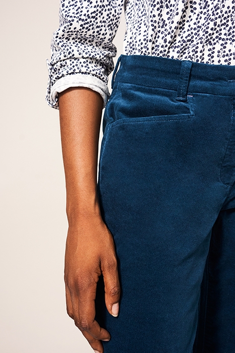 SIENNA STRETCH VELVET TROUSERS DK TEAL 3