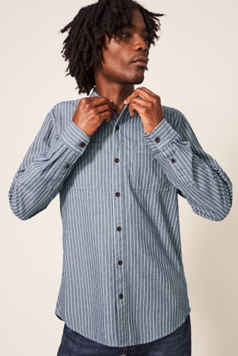 MELTON INDIGO STRIPE SHIRT INDIGO BLE 2
