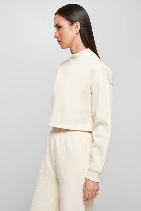 LADIES CROPPED OVERSIZED SWEAT HIGH NECK CREW WHITESAND 5