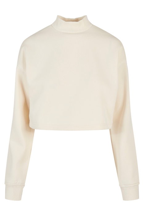 LADIES CROPPED OVERSIZED SWEAT HIGH NECK CREW WHITESAND 1