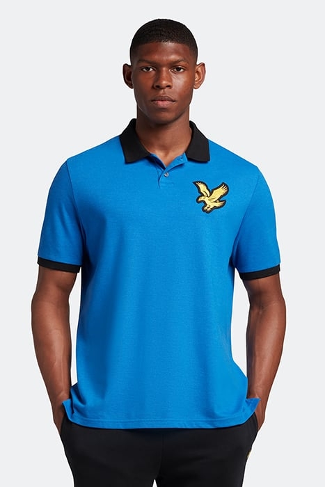 BLOCK MARL POLO SHIRT W815 BRIGHT BLUE MARL/JET BLACK 1
