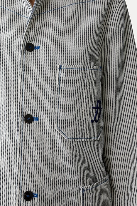 DÉLAVÉ INDACO STRIPE WORKER JACKET STRIPE 5