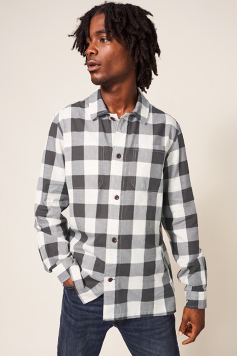 BUFFALO TWILL CHECK SHIRT LGT NAT 2