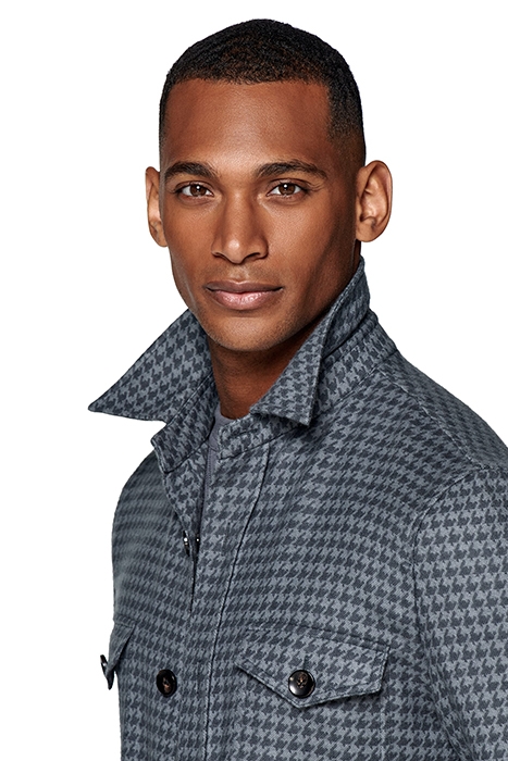 MID BLUE HOUNDSTOOTH SHIRT-JACKET 5
