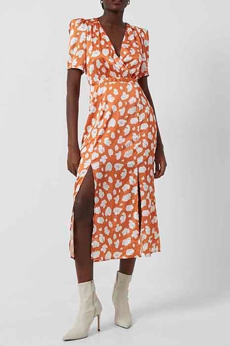 AIMEE INU SATIN FT SPLIT DRESS BURNT ORANGE-CL CRM 5