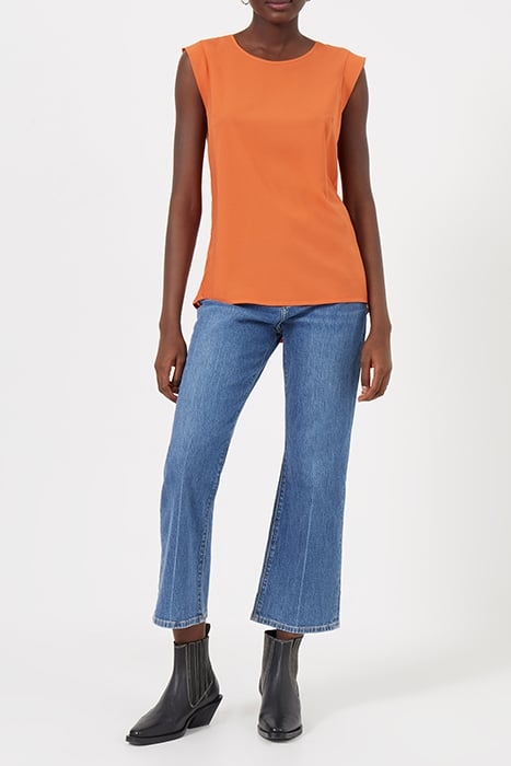 CREPE LIGHT CAPPED SLEEVE TEE BURNT ORANGE 2