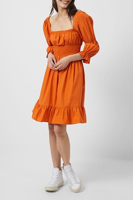 SINDEY COTTON SATIN DRESS BURNT ORANGE 3