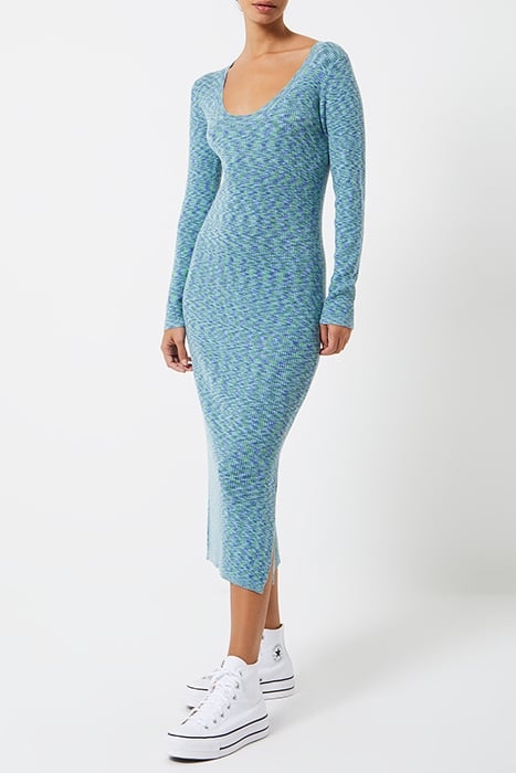 JANNA SPACE DYE MIDI DRESS GREEN FLASH MULTI 4